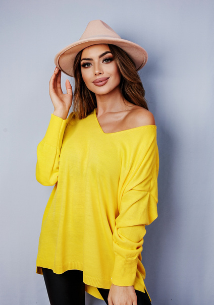 Women's light heart-shaped sweater Omena yellow