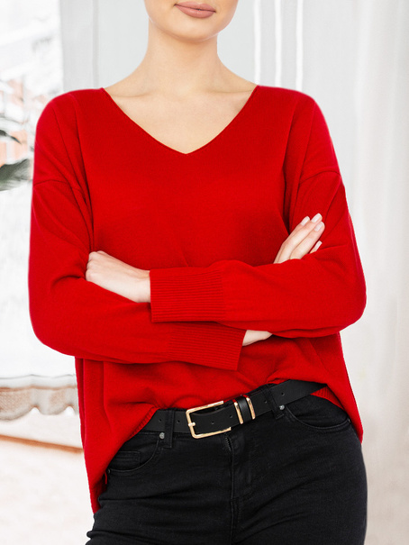 Women's light heart-shaped sweater Omena red