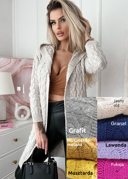 Hooded Cable Knit Cardigan Gato