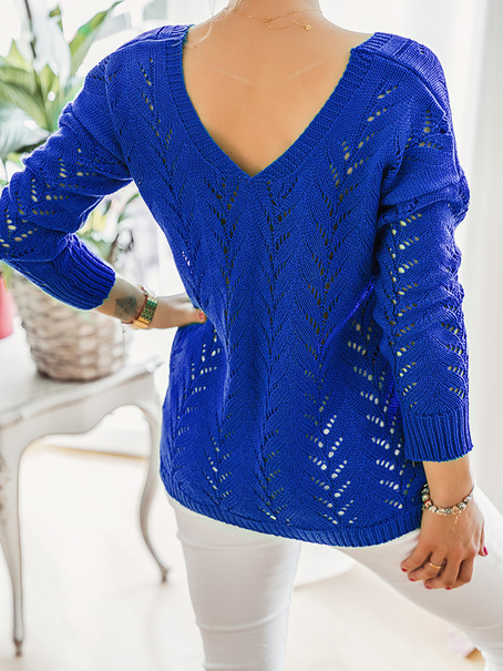 Damski sweter z sercem ecru 152302E