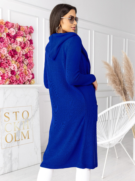 Classic long cardigan with hood Lemon Marine Sapphire