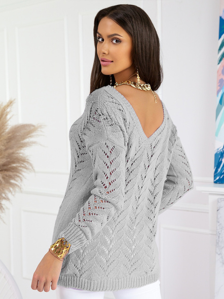 Damski sweter z sercem ecru 152302E