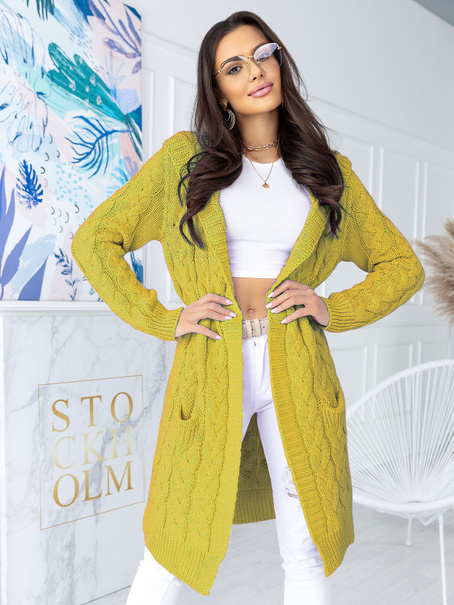 Hooded Cable Knit Cardigan Gato