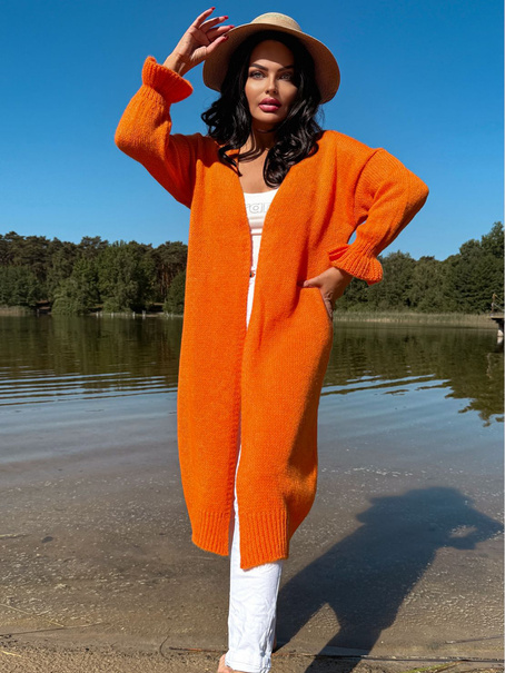 CARDIGAN WITH DECORATIVE SLEEVES TEMPRA 12416-JEANS