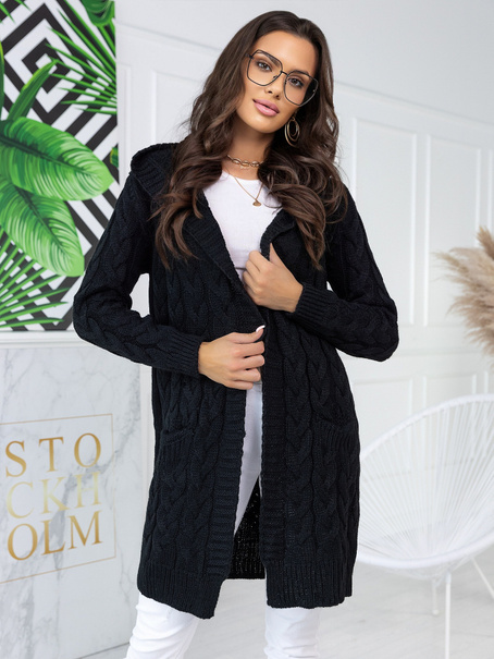 Hooded Cable Knit Cardigan Gato