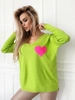 Damski sweter z sercem ecru 152302E
