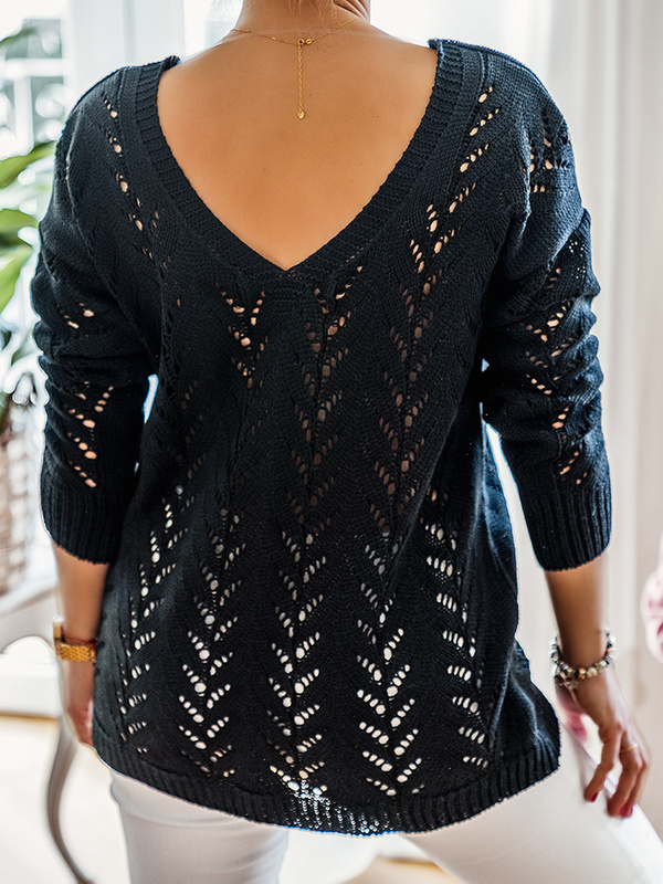 Damski ażurowy sweter Sola czarny