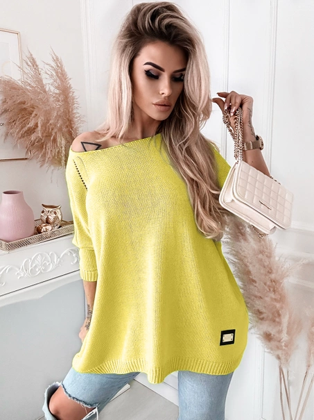 Długi damski sweter Stella oversize żółty