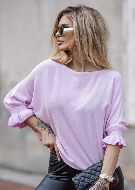 Damski sweter z falbanką Nola lila