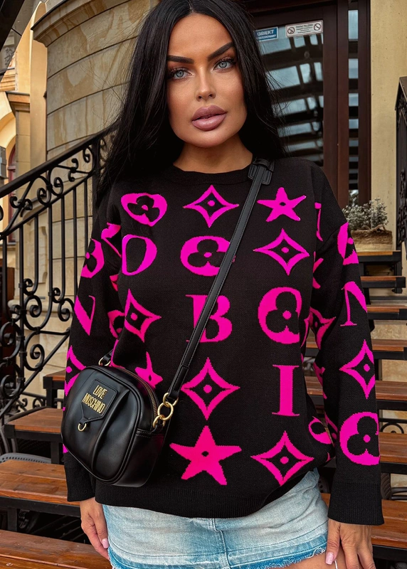 Trendy Patterned Sweater Luisa Black