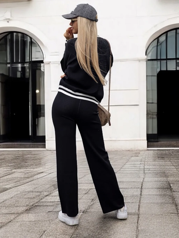 KOMPLET DAMSKI Z LAMPASAMI 142425K-CZARNY