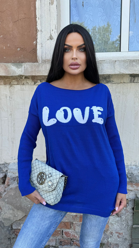 Bold Sweater with print LOVE Navyblue
