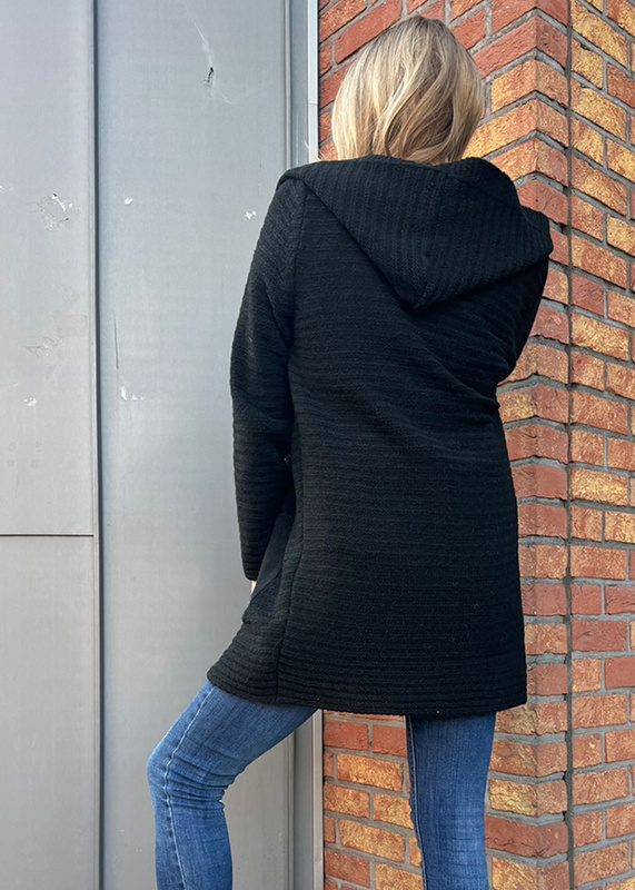 Samanta women's striped hooded cardigan black