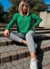 Kobiecy Sweter z Długim Rękawem Ola Zielony