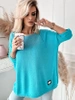 Długi damski sweter Stella oversize turkus