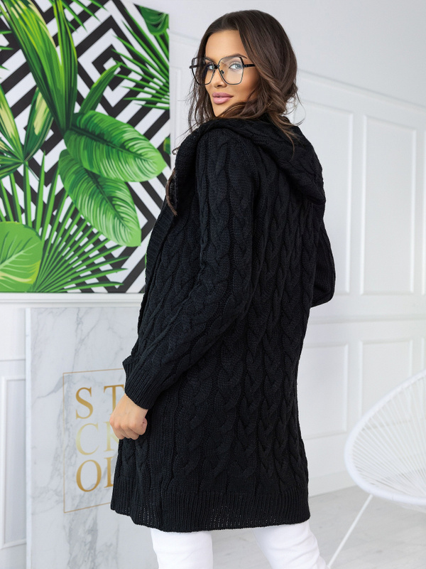 Hooded Cable Knit Cardigan Gato