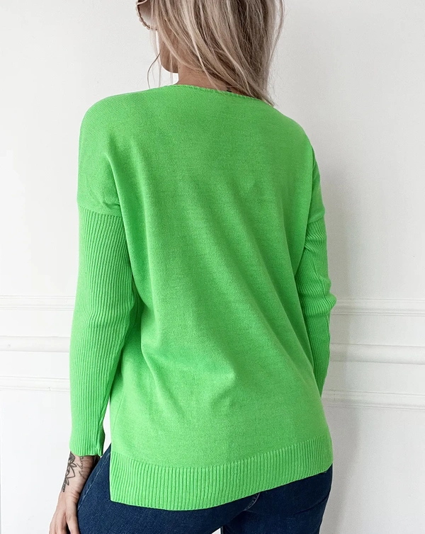 Damski sweter z sercem Julia zielony neon