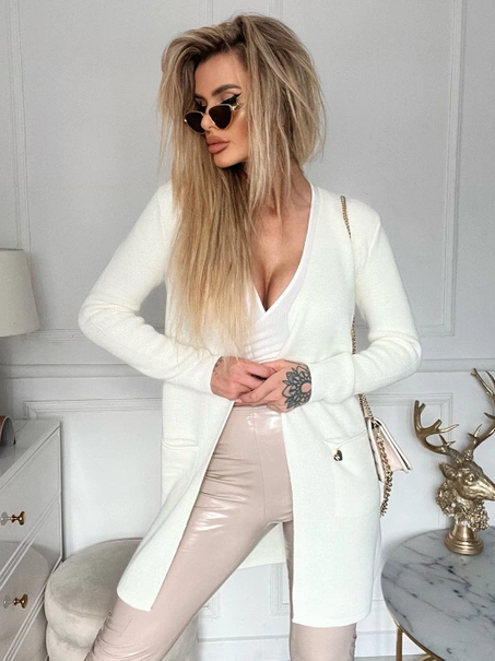 Damski płaszcz dzianinowy Orijana ecru