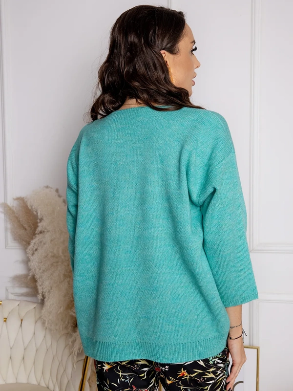 Damski sweter z sercem ecru 152302E