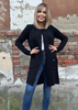 Women's Loko black striped coat
