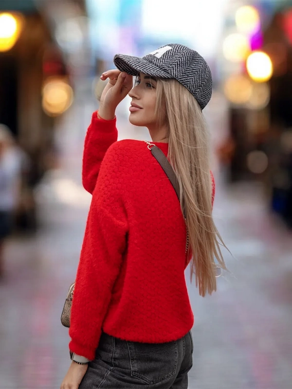 SWETER DAMSKI VELVET 10101-CZERWONY