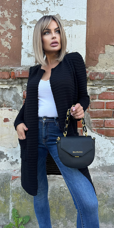 Women's Loko black striped coat