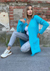 Women's Loko turquoise striped coat