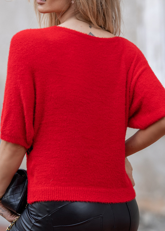 Elegancki sweter z materiału jak alpaka Liwia Czerwony