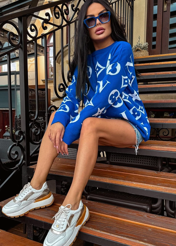 Trendy Patterned Sweater Luisa Sapphire