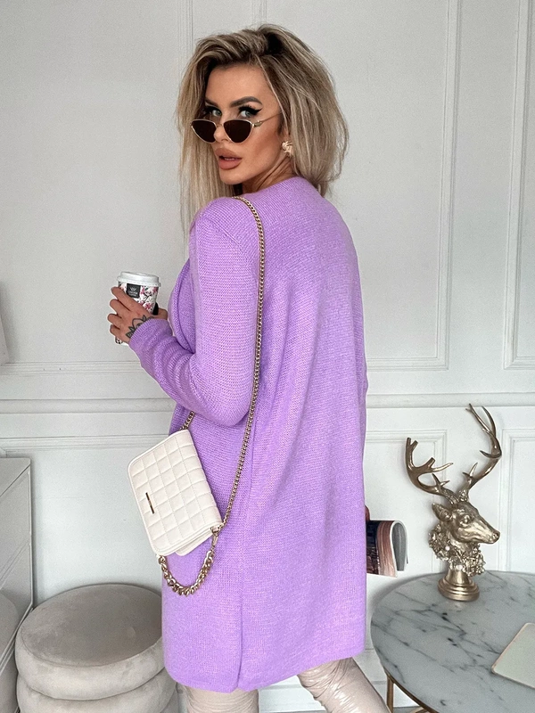 Damski płaszcz dzianinowy Orijana lawenda