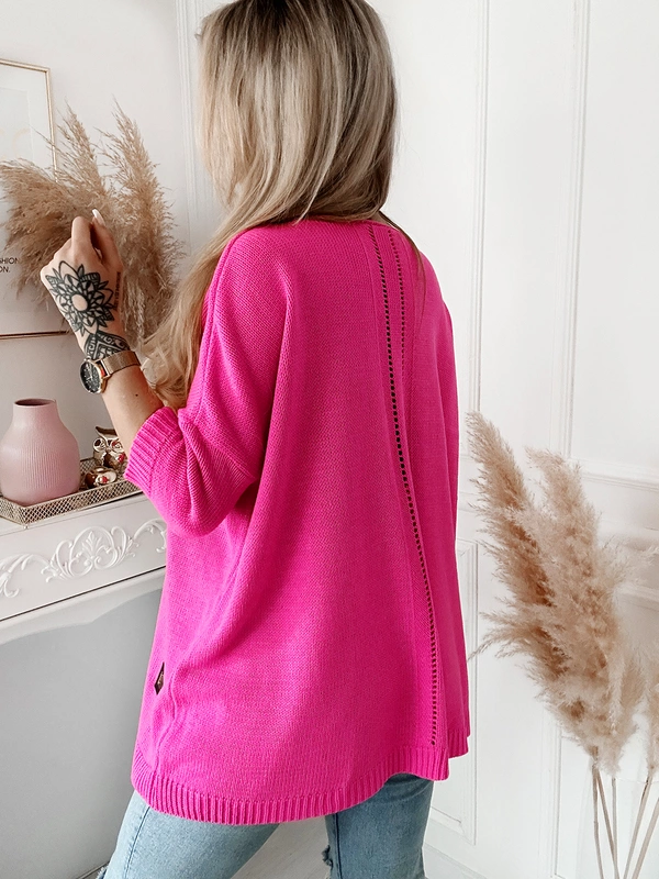 Długi damski sweter Stella oversize fuksja