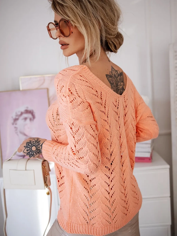 Damski ażurowy sweter Sola morela