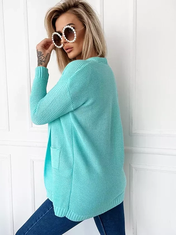 Damski krótki kardigan Elis z kieszeniami mięta