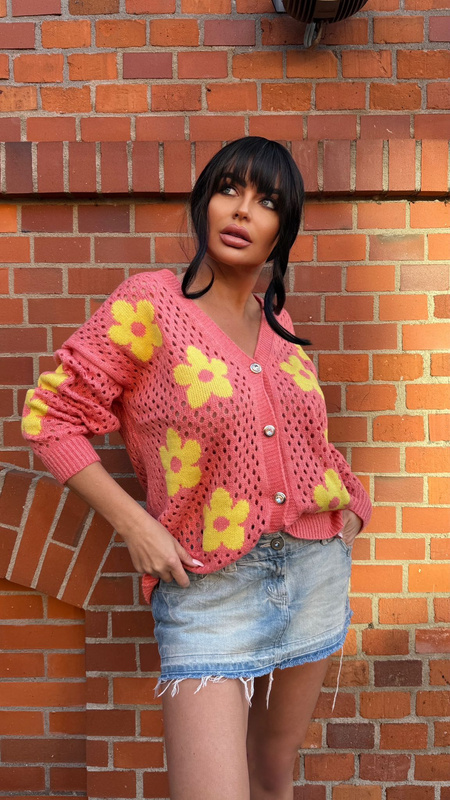 Damski sweter z sercem ecru 152302E