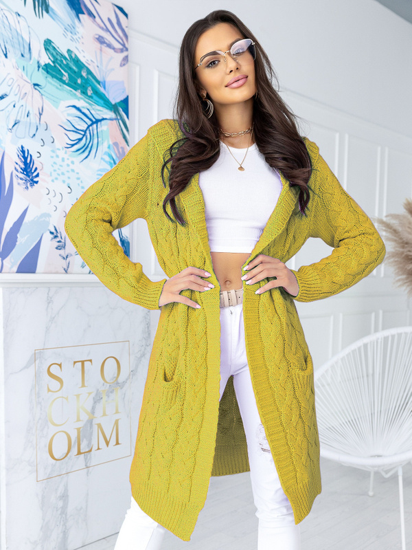 Hooded Cable Knit Cardigan Gato