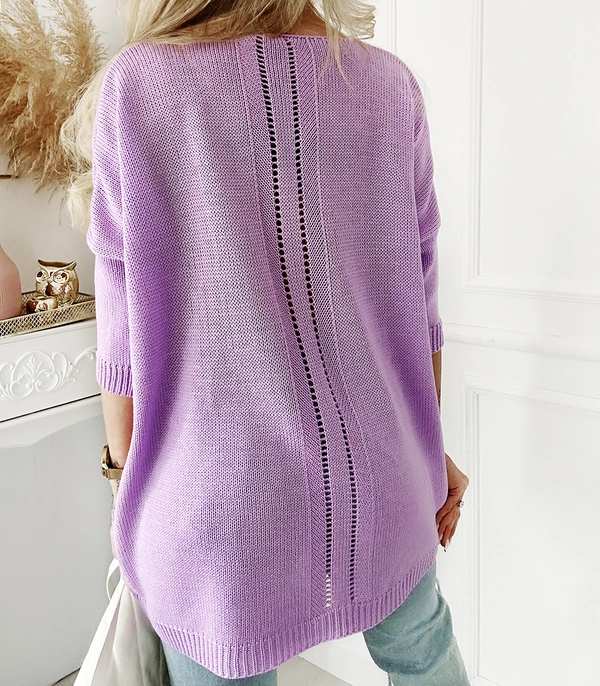 Długi damski sweter Stella oversize lawenda