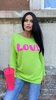 Bold Sweater with print LOVE Lime