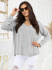Kobiecy lekki sweter w serek Omena popiel
