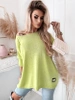 Długi damski sweter Stella oversize limonka pastel