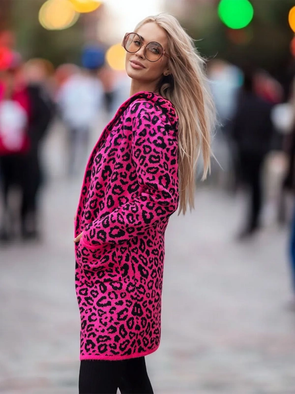 KARDIGAN DAMSKI LEO 72423-RÓŻOWY