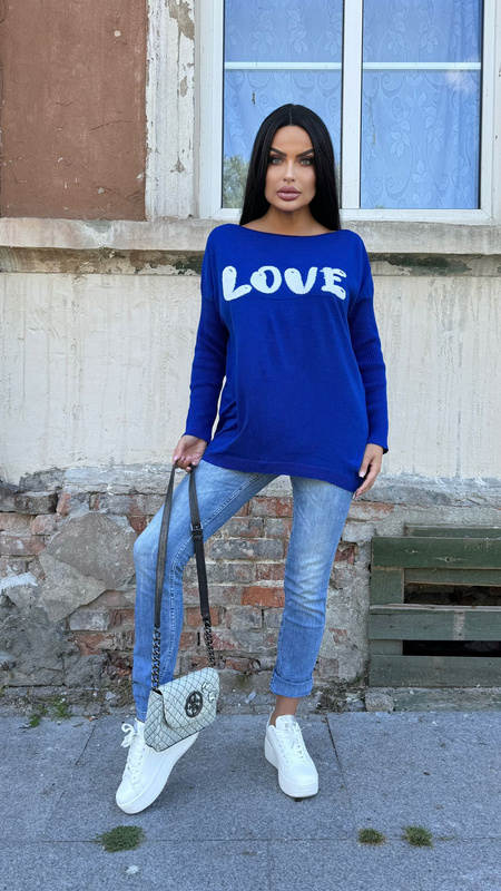 Bold Sweater with print LOVE Navyblue