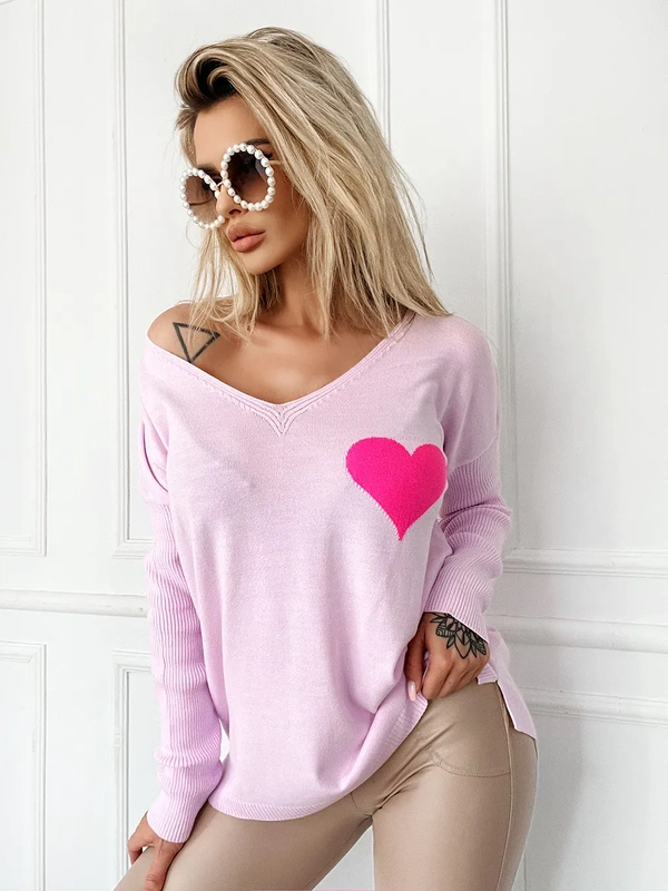 Damski sweter z sercem Julia lila