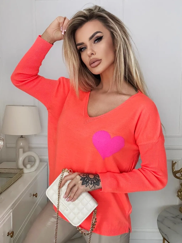 Damski sweter z sercem peach 152302P