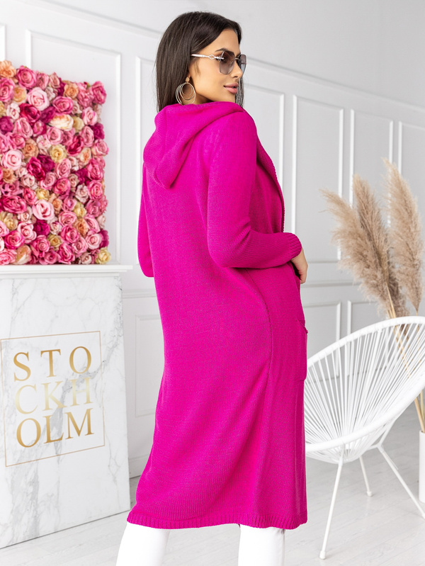 Classic long cardigan with hood Lemon amaranth