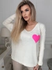 Damski sweter z sercem ecru 152302E