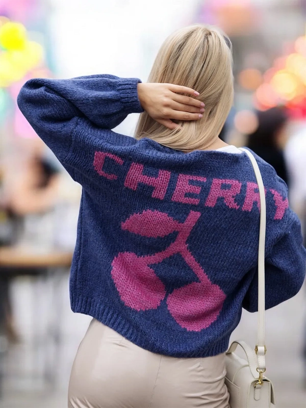 CHERRY WOMEN'S SWEATER 12428-NAVY BLUE