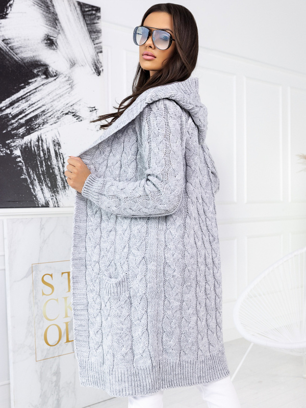 Hooded Cable Knit Cardigan Gato