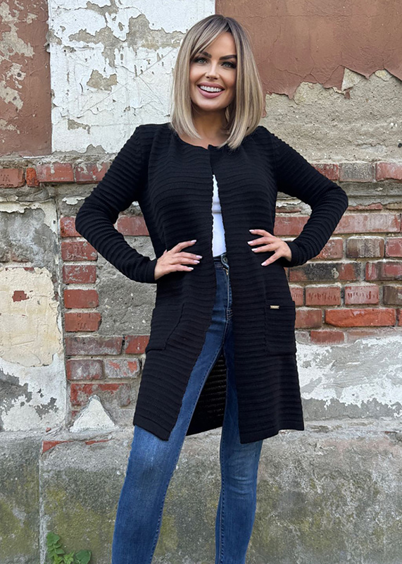 Women's Loko black striped coat