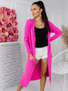 Classic long cardigan with hood Lemon fuchsia