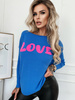 Wyrazisty sweter z napisem LOVE Lazur